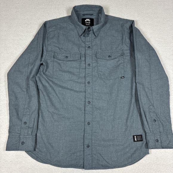 Nike Tops - Nike SB Dimension Flannel Magnet Grey Mens Small Swoosh Snowboarding Skate